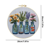 FRANDEK DIY Four Vase Bouquets Embroidery Kit for Beginner, Stamped Handicraft Needlework Set, Full Thread Palette with Needles & Fabric for Adults, Artisan Handmade Home Decor Gift