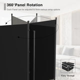 8 Panel Room Divider, Portable Room Dividers Folding Privacy Screens, 172" W Freestanding Fabric Divider for Room Separation, Partition Room Divider Panel for Dorm Home Studio Office, Black TANGJEAMER