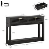 IRONCK Entryway Table, 47" Console Table with Drawer for Living Room, Wooden Sofa Table with Storage, Mid Century Modern, Black IRONCK