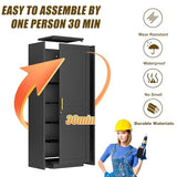 risuoge Metal Locker Cabinet, 19.7’’W Narrow Lockable Single Bathroom Storage Cabinet, File Cabinet with Lock and Adjustable Shelves for Living Room, Home Office, Kitchen, Black risuoge