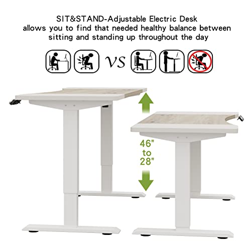 Radlove Dual Motor Height Adjustable Standing Desk, 63 x 30 Height Adjustable Computer Desk Sit Stand Desk Home Office Desks with Splice Board 265 lb Load Capacity White Frame + White Top Radlove