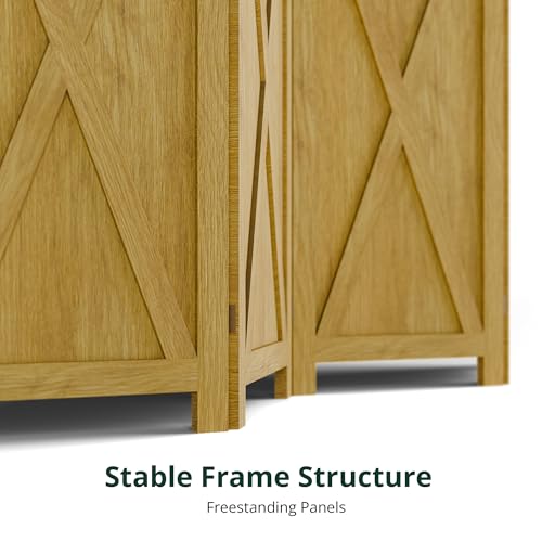 Cozy Castle Wood Room Divider, 3 Panel 66.9 Inch Privacy Screen, Folding Wall Divider, Barnwood Room Separator, Freestanding Partition, Temporary Wall for Decorative, Natural Cozy Castle