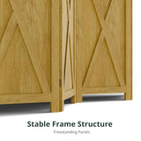Cozy Castle Wood Room Divider, 4 Panels Folding Privacy Screen, 66.9'' Wall Divider, Barnwood Room Separator, Freestanding Partition, Temporary Wall for for Home Office Restaurant Decorative, Natural Cozy Castle