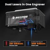 Mecpow X1 2-in-1 Dual Laser Engraver, 5000mm/s Speed Portable Laser Engraving Machine, Infrared Engraver for Jewelry,Metal,Wood,Leather and Acrylic,105x105mm Area,Output Power:0.5mW,Class:1 Mecpow