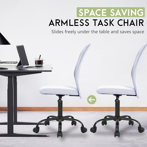 BestOffice Ergonomic Office Chair Desk Chair Mesh Computer Chair Armless Back Support Modern Executive Rolling Swivel Chair with Lumbar Support (White) BestOffice
