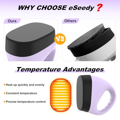 eSeedy Mini Heat Press Machine, 3 Heat Settings& Fast Heating, 15 Mins Auto-Off, Insulated Safety Base, Mini Iron for Crafting, T Shirts, Hats, Heating Transfer Projects (Purple) eSeedy