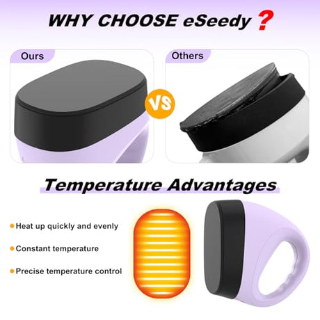 eSeedy Mini Heat Press Machine, 3 Heat Settings& Fast Heating, 15 Mins Auto-Off, Insulated Safety Base, Mini Iron for Crafting, T Shirts, Hats, Heating Transfer Projects (Purple) eSeedy