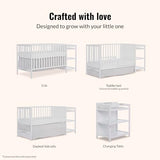 Dream On Me Synergy 3-in-1 Convertible Full-Size Baby Crib & Changer, White, Open Storage, GreenGuard Gold & JPMA, Pinewood, Converts to Day & Toddler Bed, 4 Mattress Heights, 1″ Changing Pad,