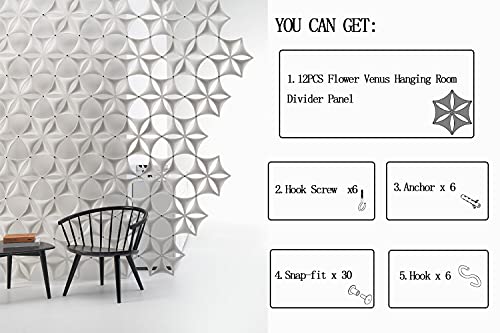 OSHIYINN Felt Fiber Surface High Density Polyester Fiber Board 3D Flower Venus 14"x12" Hanging Room Divider Panel Cut Room Partition Home Decoratio(12 Pcs)(Sky Blue) OSHIYINN