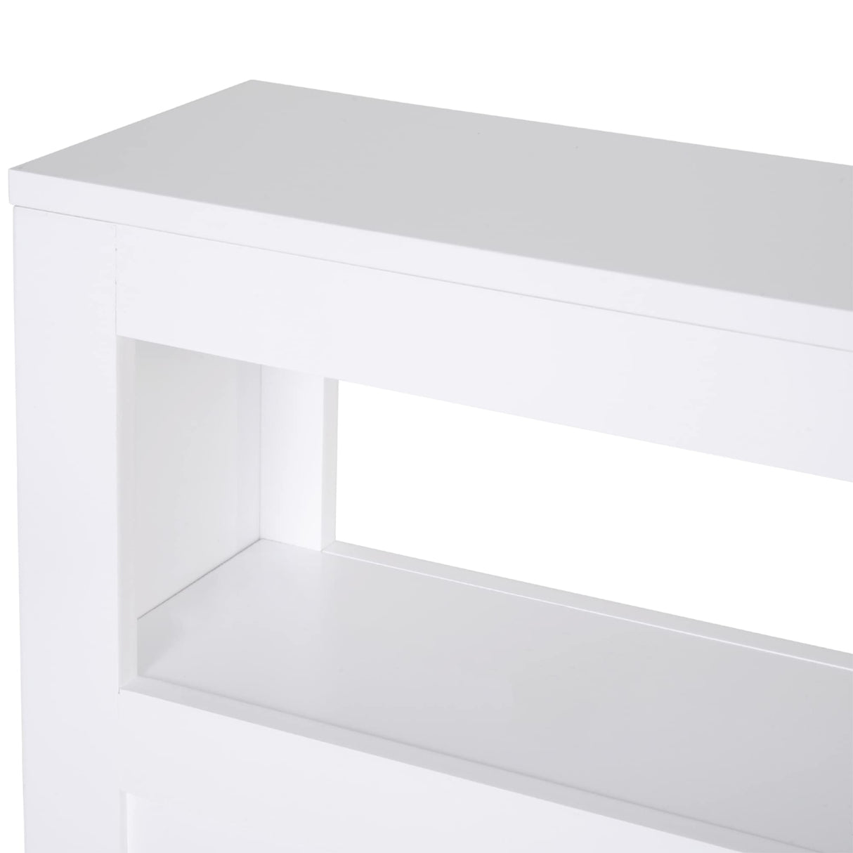 HOMCOM White Rolling Narrow Bathroom Storage Cabinet with Drawers and Open Shelf HOMCOM