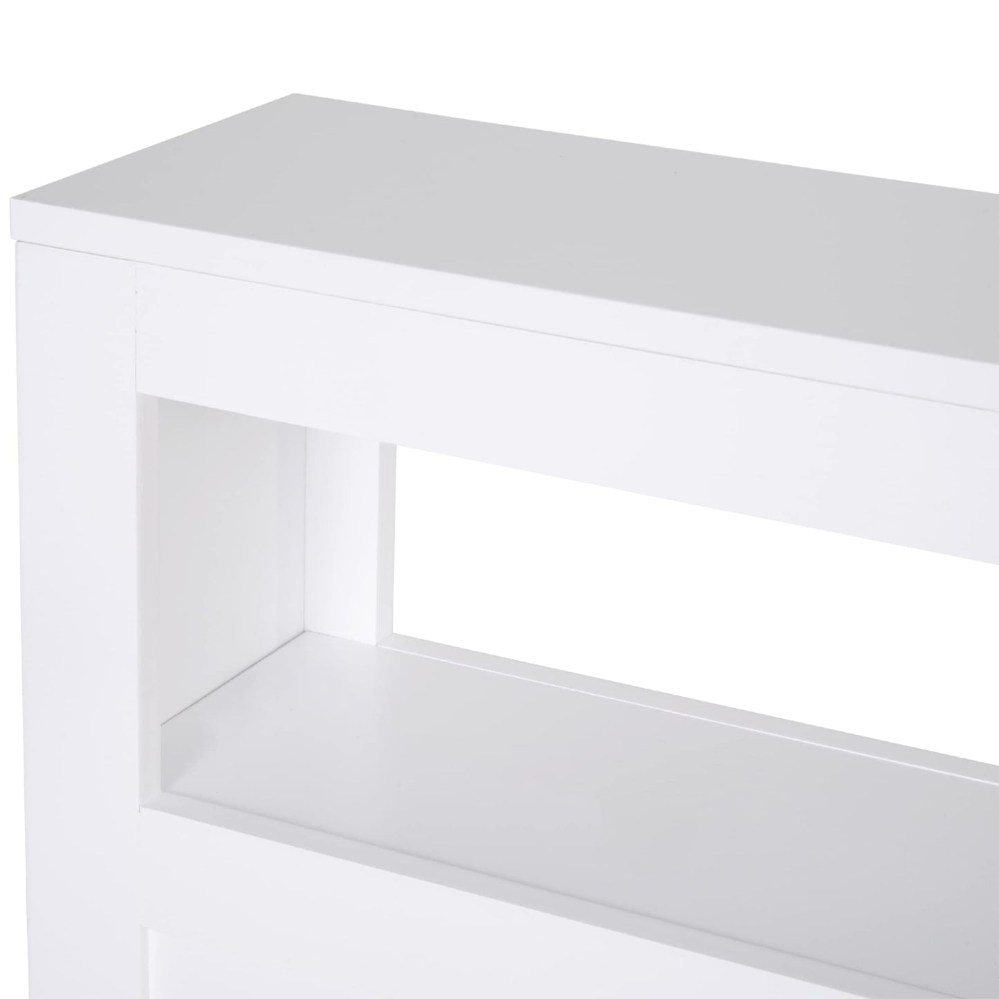 HOMCOM White Rolling Narrow Bathroom Storage Cabinet with Drawers and Open Shelf - WoodArtSupply