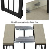 KEIKI 23.62" - 118" L Extendable Foldable Dining Room Table for 2-10 People, Wood Modern Rustic Rectangle Expandable Kitchen Living Meeting Room Furniture, 5 Tabletop Length Options KEIKI