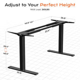 Huuger Dual Motor Electric Standing Desk Frame, Sit Stand up Desk Leg for 47.2” to 86.6” Desktop, Computer Desk Leg with Cable Tray, 3 Memory Height Presets, 2 Hooks, Black Frame Only Huuger