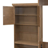 MERITLINE Queen Murphy Bed with Desk and Storage Bookcase Shelves,Solid Wood Space-Saving Folding Farmhouse Murphy Wall Bed Cabinet with Storage Bookcase Shelves for Adults (Natural Wood) MERITLINE