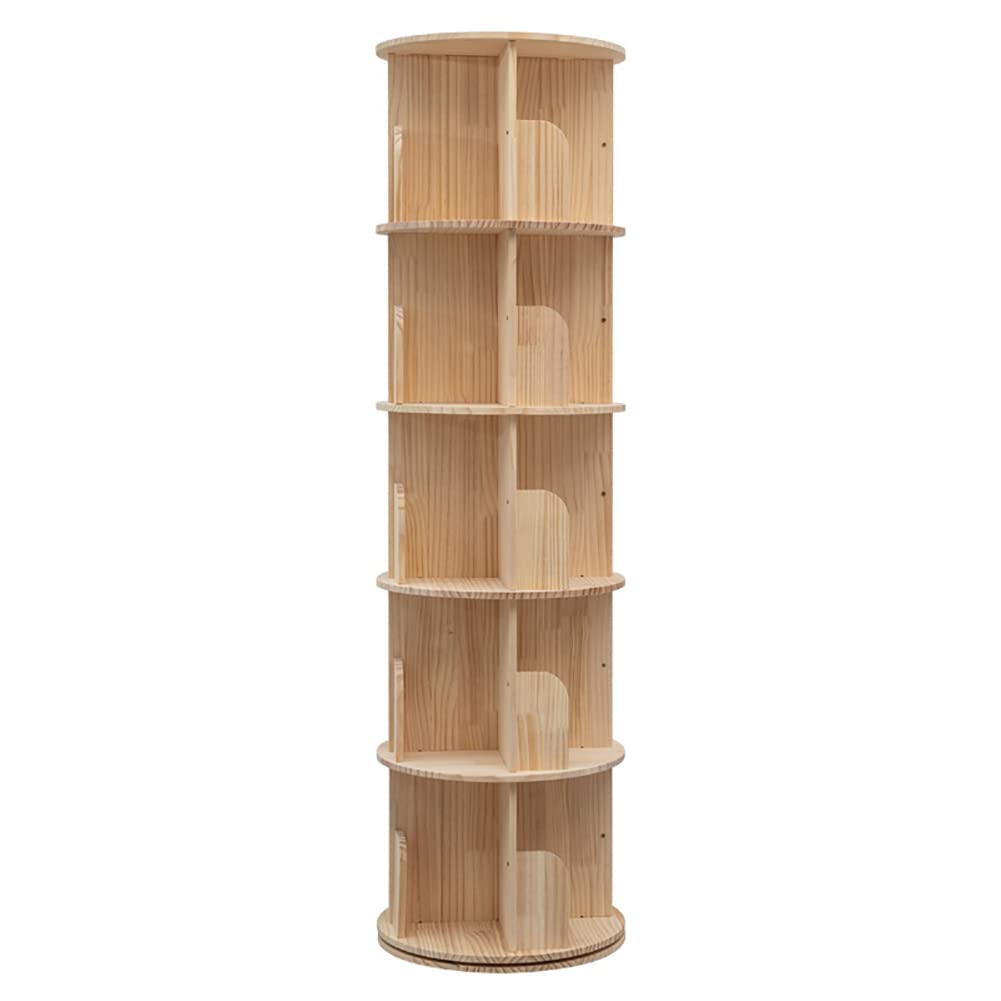 360-Degree Rotating 5-Tier Wooden Bookshelf Storage Rack for Home & Kids Bear Qiaqia