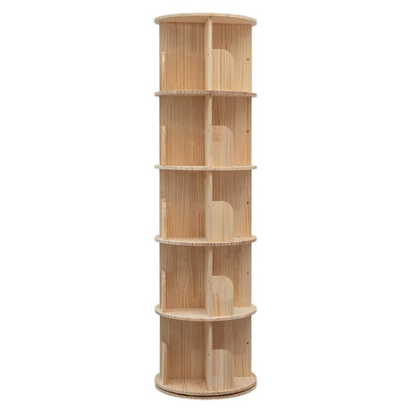 360-Degree Rotating 5-Tier Wooden Bookshelf Storage Rack for Home & Kids Bear Qiaqia