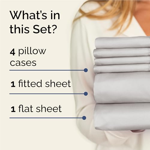 Full 6 Piece Sheet Set - Comfy Breathable & Cooling - Ultra-Soft Hotel Luxury Bedding Set w/ 8-16 Inch Deep Pockets - 1 Flat & 1 Fitted Sheet & 4 Pillowcases - Wrinkle Free & Easy Care - French Grey CGK Unlimited