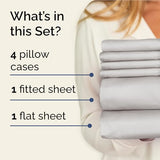 Full 6 Piece Sheet Set - Comfy Breathable & Cooling - Ultra-Soft Hotel Luxury Bedding Set w/ 8-16 Inch Deep Pockets - 1 Flat & 1 Fitted Sheet & 4 Pillowcases - Wrinkle Free & Easy Care - French Grey CGK Unlimited