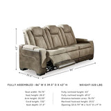 Signature Design by Ashley Next-Gen DuraPella Power Reclining Sofa with Adjustable Headrest, Sand Signature Design by Ashley
