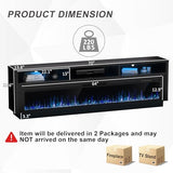 AHB 70" Fireplace TV Stand with 64" Electric Fireplace, LED Light Entertainment Center with Fireplace and Storage Cabinet, Media Console Table for TVs Up to 80 Inches, Ideal for Living Room, Black AHB