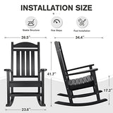 Devoko Rocking Chair Plastic Outdoor Indoor Patio Rocker Chair High Back All Weather Rocker for Patio Backyard Porch Garden (Black) Devoko