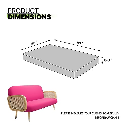 Magshion Futon Cover Slipcover Armless Sofa Cover Furniture Protector Without Armrests Slipcover Soft with Elastic Bottom Queen Size 60"x80"x6" Hot Pink Magshion