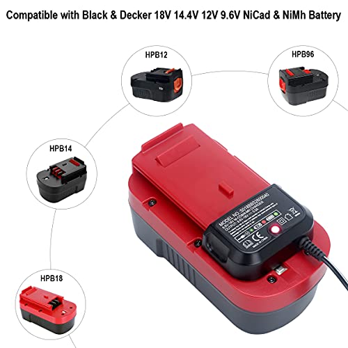 Elefly 9.6V-18V Compatible with Black & Decker Battery Charger 90556254-01, Compatible with Black and Decker 18V 14.4V 12V 9.6V NiCad & NiMh Battery HPB18 HPB18-OPE HPB14 HPB12 HPB96 ELEFLY