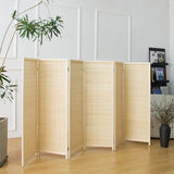 Furnnylane 6 Panel Short Room Divider Screen,Beige Freestanding Partition,Small Bamboo Panel Divider for Room Seperation,3.95 FT Tall Furnnylane