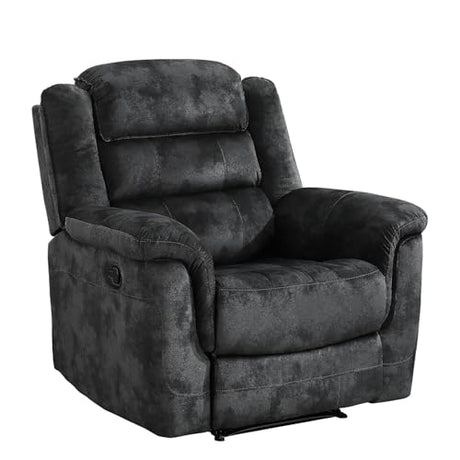 EBELLO Manual Recliner Chair, Soft Fabric Recliner Sofa with Overstuffed Armrest and Backrest for Living Room, Bedroom, Grey EBELLO