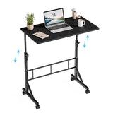 DUMOS 31.5" Adjustable Height Mobile Desk with Locking Wheels & Pin-Lock, Portable Workstation for Walking Pad & Active Home Office, Black DUMOS