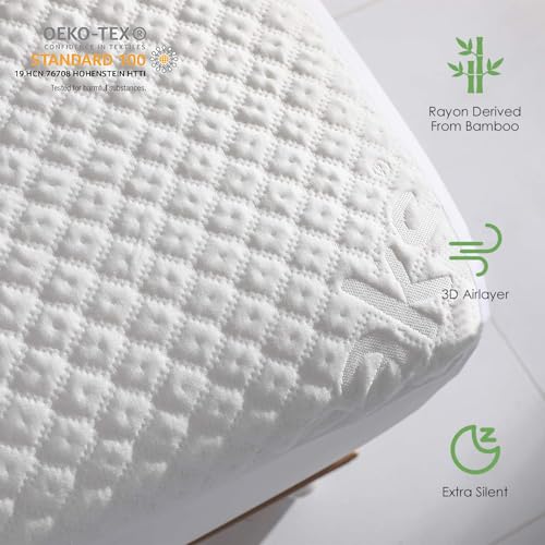 King Size Waterproof Mattress Protector Fitted Mattress Pad Cover with Deep Pocket Up to 18'' Reaks