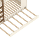 Bellemave Queen Over Queen Bunk Bed with Trundle & Hooks, Wooden Floor Bunk Beds Frame with Storage Shelves & Ladder for Kids Teens, Beige+Natural Bellemave
