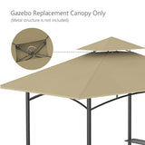 5' x 8' Grill Gazebo Replacement Canopy Roof Only,Waterproof Double Tiered Shelter Cover,Outdoor BBQ Gazebo Canopy Top Fit for Gazebo Model L-GG001PST-F (Khaki) Iheqard