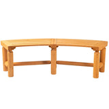 FORTUNO Outdoor Wooden Curved Backless Porch Bench Rustic Style Cedar/Fir Wood Log Fire Pit Bench for Patio Garden Deck and Backyard, 40"-54.7" W×13" D×16.5" H, Brown FORTUNO