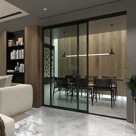 Doors 55 Glass Room Divider Panel and Partition Wall, Partition Wall Divider & 2 Panel Room Divider - Perfect Wall Divider for Room Separation & Partition Room Dividers (Clear Glass, 60x80) Doors55