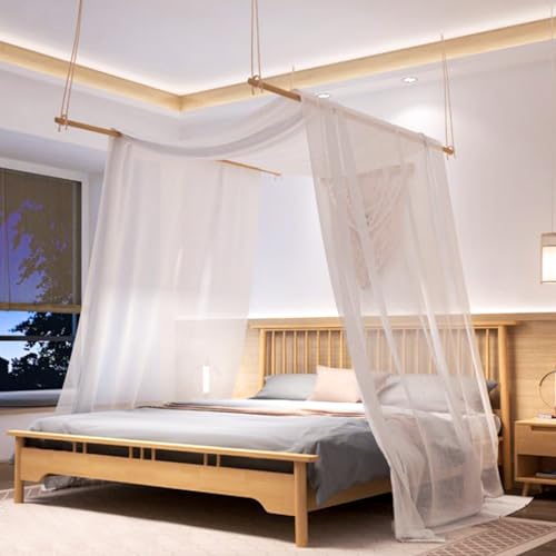 King Canopy Bed Curtains - Queen & Full Bed 60 * 225in White Tulle Canopy Bed Scarf, Sheer Bed Drapes for Twin Girls to Adult Beds