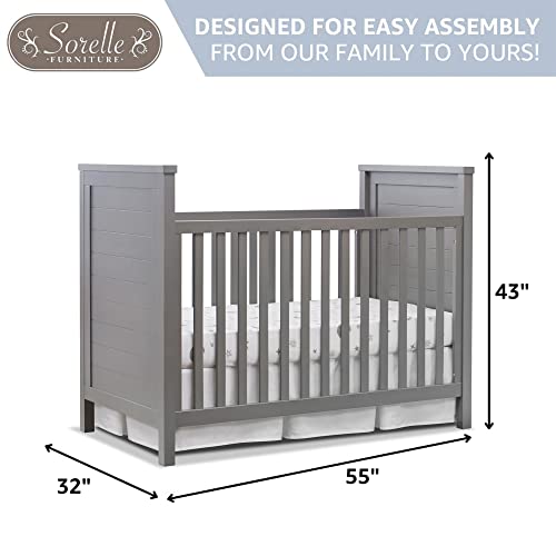 Sorelle Furniture Farmhouse Classic Crib 3-in-1 Convertible Crib, Made of Solid Pine Wood Non-Toxic Finish, Wooden Baby Bed, Toddler Bed and Child’s Daybed, Nursery Furniture-Weathered Gray - WoodArtSupply