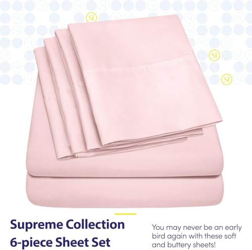 Full Size Bed Sheets - 6 Piece 1500 Supreme Collection Fine Brushed Microfiber Deep Pocket Full Sheet Set Bedding - 2 Extra Pillow Cases, Great Value, Full, Pale Pink Sweet Home Collection