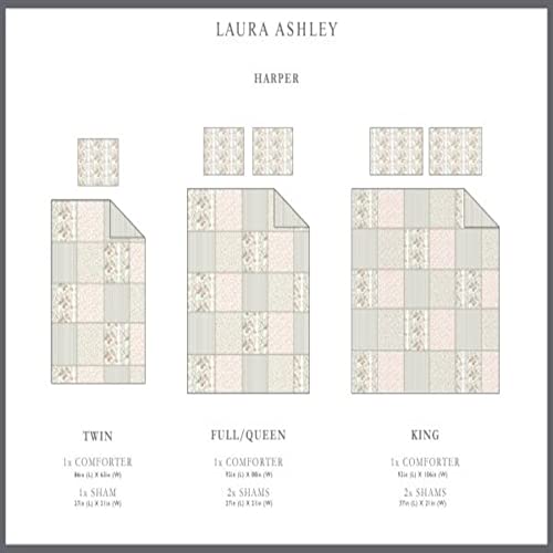Laura Ashley - King Comforter Set, Reversible Cotton Bedding with Matching Shams & Bedskirt, Stylish Home Decor for All Seasons (Harper Sage, King) Laura Ashley