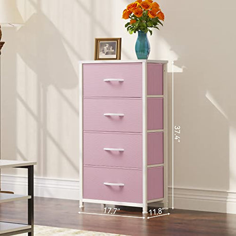 YITAHOME Dresser with 4 Drawers - Storage Tower Unit, Fabric Dresser for Bedroom, Living Room, Closets - Sturdy Steel Frame, Wooden Top & Easy Pull YITAHOME