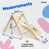 GROWGO Pikler Triangle Climber with Ramp - Toddler Climbing Toys Indoor Montessori Climbing Toy Set Pickle Triangle Montessori, Baby Climbing Toys Indoor, Pickler Set Wooden Play Gym, Kids Climbers GROWGO