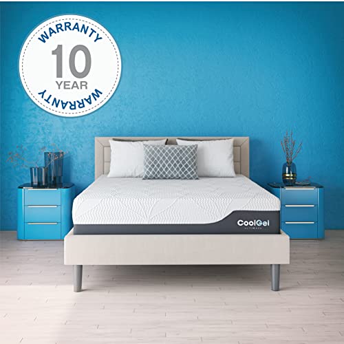 Cool Gel Memory Foam 14-Inch Mattress with 2 Bonus Pillows, CertiPUR-US Certified, Mattress in a Box, Queen, White