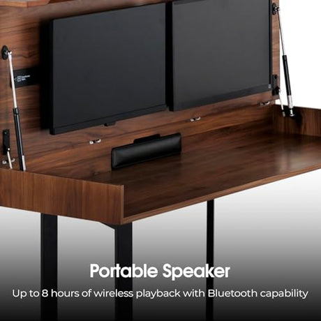 Transformer Table - Dining Table to Computer Desk, Work-from-Home Office, Gaming Desk, Study Desk, Space-Saving Furniture, Multiuse Dining Table, Royal Brown Transformer Table
