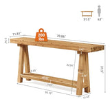 TRIBEWOOD 70.9-Inch Solid Wood Console Table for Entryway, Farmhouse Long Sofa Table with Shelves for Living Room, Hallway, Foyer, Easy Assembly TRIBEWOOD