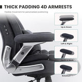 750lbs Heavy Duty Desk Chair with 3D Kneading Massage, Big and Tall Office Chairs with Ergonomic Support, 4D Armrests, 5 Quiet Dual Rubber Wheel, Thick Spring Cushion(Black-Fabric) CHAIRKER