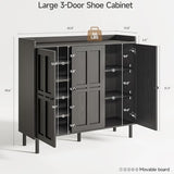 ONBRILL Shoe Cabinet with 3 Doors and Adjustable Shelves, 30 Pairs Shoe Storage Cabinet, 40 Inch Tall Farmhouse Shoe Rack Shoe Organizer Cabinet for Entryway Living Room Closet, Black ONBRILL