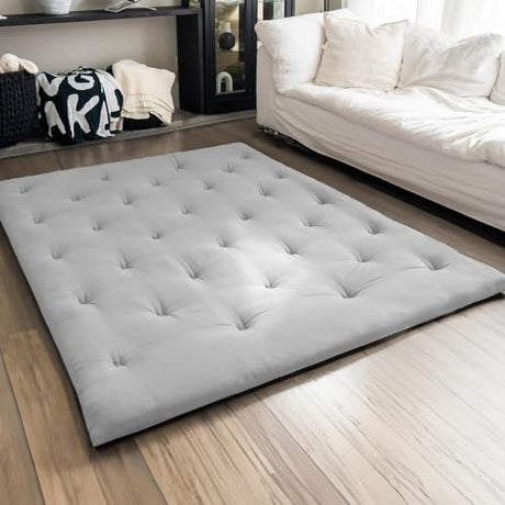ZonLi Japanese Floor Futon Mattress Full Size 75"x 54", 100% Cotton Cover 2.5" Thicken Tatami Mattress, Foldable Sleeping Pad, Portable Dormitory Tatami Mat, Roll Up Floor Lounger Bed for Adult ZonLi