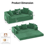 XVD 79" Boneless Sleeper Sofa Bed, Convertible Futon Couch with Pillows and Storage Pocket, Pull Out Compressed Sofa for Living Guest Room Bedroom, Green XVD