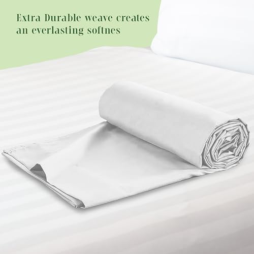 Elegant Comfort Premium Hotel Quality 1-Piece Flat Sheet, Luxury & Softest 1500 Thread Count Egyptian Quality Bedding Flat Sheet, Wrinkle, Stain and Fade Resistant, Queen, White Elegant Comfort