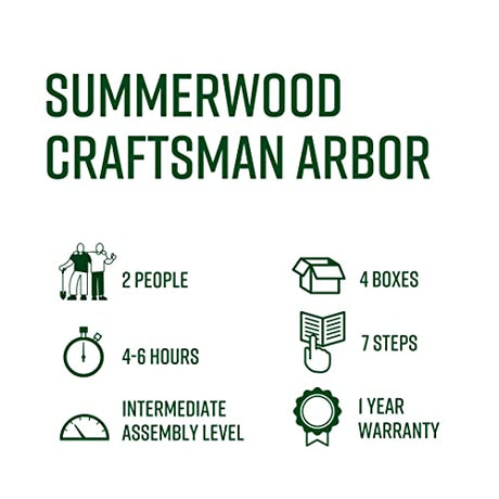 Vita Summerwood Craftsman Cedar Arbor, 91 inch x 40 inch x 85 inch, Opening Width 78.5 inches, Charcoal, FSC, Wood, Garden Décor Shade Arch, VA68895 Vita